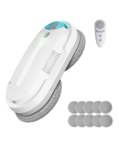 Window Cleaning Robot - Double Helix 4800-6400Pa Suction, Dual Ultrasonic Spray, 85ml Tank, Edge Detection, Anti-Drop, 5 Cleaning Modes for Streak-Free Glas (White) - color: White4