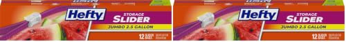 Hefty Slider Jumbo Storage Bags, 2.5 Gallon Size, 12 Count (Pack of 2) - size: 12 Count (Pack of 2), style: Jumbo Bag (2.5 Gallon)