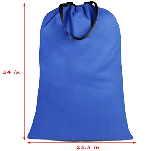 Sanlykate Large Canvas Cotton Laundry Bag with Drawstring & Handles, Heavy Duty Durable Dirty Clothes Organizer, Tear Resistant Hamper Liner Storage Bag, Travel Sack, 25.5 x 34inch - Royal Blue - color: Royal blue