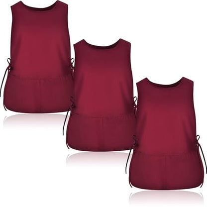 TFTAFAN Cobbler Apron Unisex Waterproof Apron with 2 Deep Pockets Art Smock for Painting Cleaning Artiest Apron work kitchen - color: Maroon