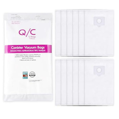 12 Pack 53292 Type QC Canister Vacuum Bags Compatible with Kenmore