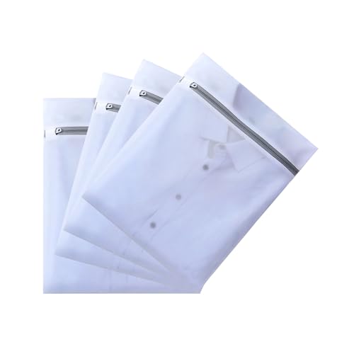 4 pack Mesh Laundry Bags,Mesh Wash Bags,Lingerie Bags for Washing Delicates,12 x 16 Inches lingerie bags for Laundry, Travel Storage Organize Bag for Cotton Clothes,Sheet, Shoes (WHITE) - color: white