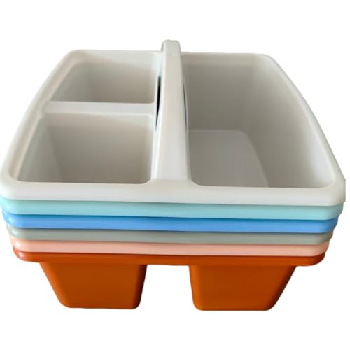 6 Pack Classroom Caddy, Table Caddy with 3 Compartment, Portable Storage Caddy for Classroom, Office, and Home, Multiuse Art Caddy with Handle, Durable & Drop-Proof, Macaron colors - color: Macaron colors