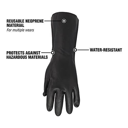 Flexzilla Pro GC400PXL Heavy Duty Cleaning, Neoprene, 13, Black, Long Cuff Gloves, X-Large, Factory - size: X-Large
