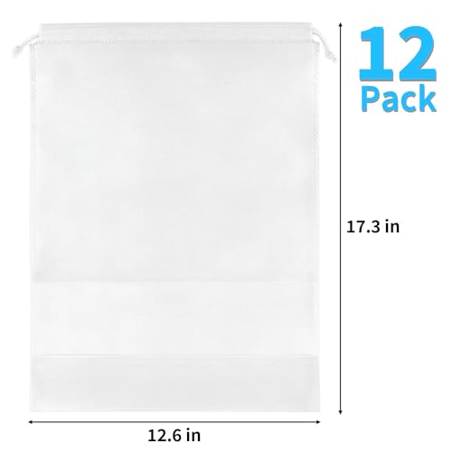 12 Pack Shoe Bags for Travel, Large Travel Shoe Bag for Packing with Window - color: White