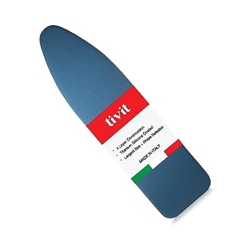 TIVIT Ironing Board Cover 12 x 48, Performance Grade Titanium Coated Pro Grip Pad & Covers - Superior Scorch & Stain Resistance, High Heat Reflection, 3 Padded Layers 3 Fastener Straps - Made In Italy - size: 12x48