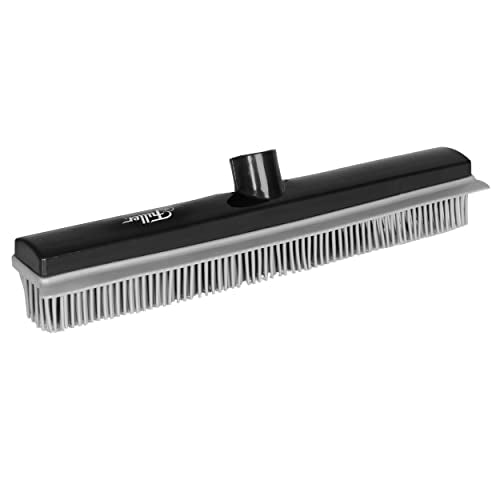 Fuller Brush Rubber Broom – for Carpets Floors Stairs Upholstery – Electrostatic Action Removes Pet Hair Lint Fuzz Dirt Particles – Built-in Squeegee Tackles Wet Messes (Broom Head)