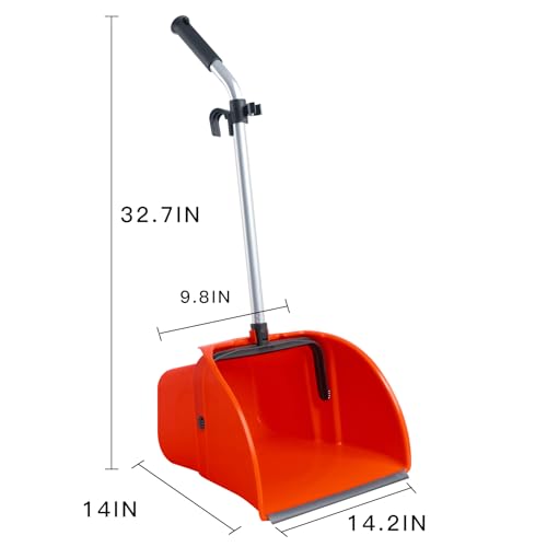 Matthew Bulk Jumbo Debris Dustpan,Upright Dust Pan with Long Handle for Courtyard Garage Mall Lobby Market Floor Home Kitchen Room Office Pet Hair Rubbish - 32.7''x14.2''x14'' 5PCS - size: Set of 5