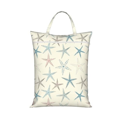 Beach Sea Nave Blue Nautical Starfish Travel Laundry Bags Cloth Diaper Wet Bags Handle Washable Dirty Clothes Bags Wet Dry Bag Suitcase Gym Swimming Pool College Dorm Wet Bag - color: 1 PC30, size: One Size