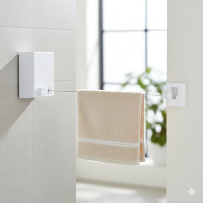 Dryline Retractable Clothesline, White, Indoor Outdoor Wall Mounted Drying Rack, 15kg Weight Capacity, 4.2m Length, for Laundry Room, RV, Bathroom