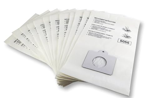 K&J 12-Pack Vacuum Bags, Compatible with Kenmore Q/C, 5055, 50557, 50558, 400 Series, 600 Series, and Panasonic C-5 Canister Vacuums