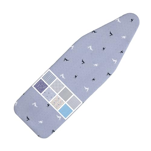 Ironing Board Cover and Pad Standard Size 15 x 54,3 Pairs of Hook and Loop Fastener Straps,Elastic Edges,2 Layers Ironing Board Cover with Thick Padding (Pattern A) - color: Pattern a