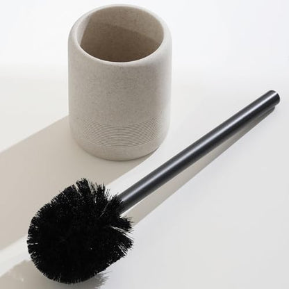 Toilet Brush and Holder Set, 2 PCS,Simple Sandstone Look,Beige
