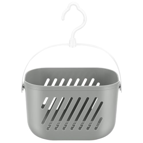 Angoily Hanging Shower Caddy Plastic Hanging Shower Caddy Basket Portable Kitchen Organizer Storage Basket with Hook for Home Grey - color: Grey