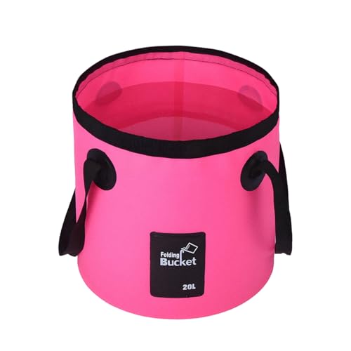 Bittwee 20L 5 Gallon Car Collapsible Bucket with Handle, Outdoor Vehicle Washing Water Folding Container, Leakproof Portable Automotive Wash Basin, Universal for SUV RV Truck (Rose Red) - color: Rose Red