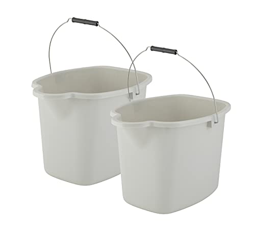 Superio Plastic Bucket Mop with Handle and Spout for Floor Cleaning (Soft Grey) - color: Soft Grey, size: 2 Pack