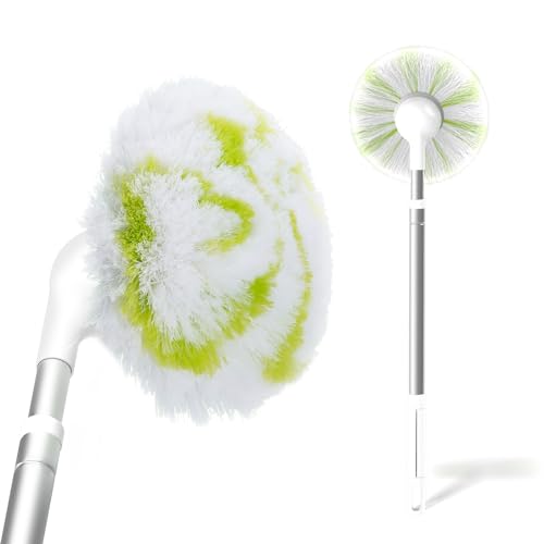 Window Mesh Screen Cleaner & Bathtub Tile Scrubber Brush with 28in Telescopic Handle, Soft Plastic Bristles