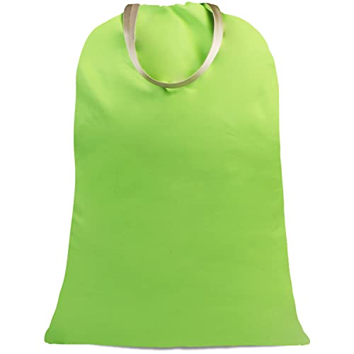 Sanlykate Large Canvas Cotton Laundry Bag with Drawstring & Handles, Heavy Duty Durable Dirty Clothes Organizer, Tear Resistant Hamper Liner Storage Bag, Travel Sack, 25.5 x 34inch - Green - color: Green