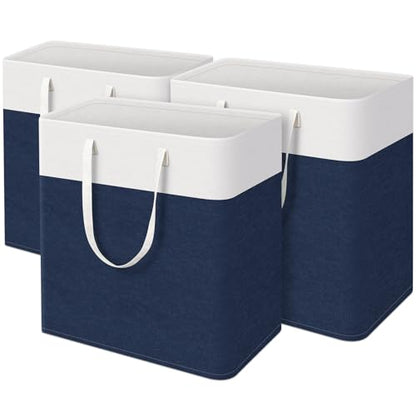 TasticTotes Laundry Basket 3-Pack, Laundry Hamper, 100L-Blue - color: Blue, size: 100L