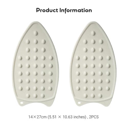 Milky White Silicone Iron Rest Pad,-2 Pack,Heat Resistant Ironing Mat, Non-Slip Hot Iron Stand Holder for Countertops,Laundry Room Accessory