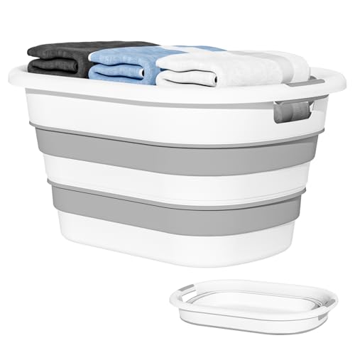 OOAMBB 43L(11.5Gallon) Collapsible Laundry Basket Plastic (Grey, 1 Pack) - color: Grey