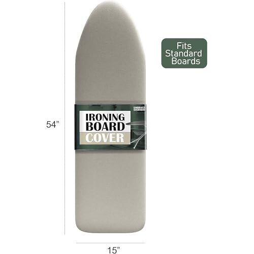 Hearth & Harbor Ironing Board Cover and Pad 15x54 Full Size, Thick Heavy Duty Scorch Resistant Padding Elastic Edge Hook & Loop Fastener, Iron Board Cover with Padding, Linen - color: Linen