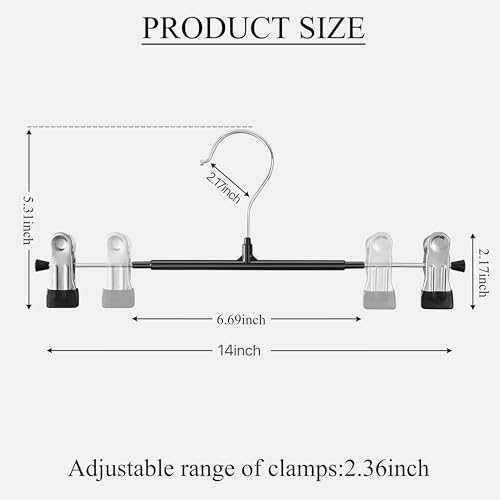 14 Inch Heavy Duty Pants Skirt Hangers with Clips, Black, 10 Pack - color: Black 10pack, size: 14Inch