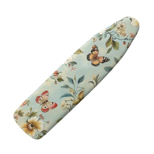 Butterfly Ironing Board Cover and Pad Standard Size Green Leaves Iron Table Covers Non-Slip Ironing Board Protective Ironing Padded Cover Starfish Suitable Gifts for Women Men - color: Butterfly Green Leaves