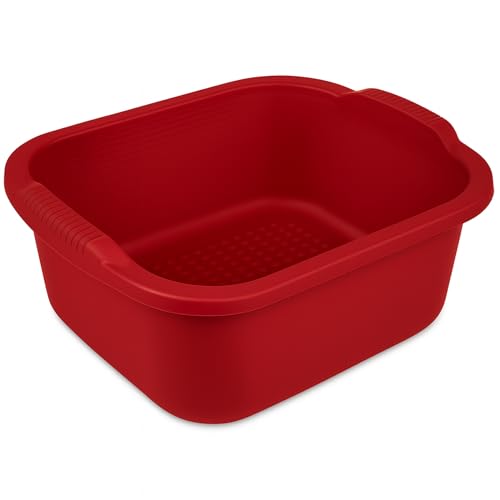 Plastic Wash Tub Dishpan Basin and Foot Bath for Soaking Feet - Red - color: Red