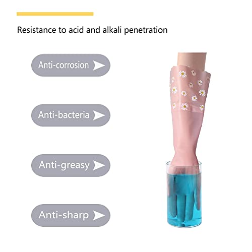 KAQ Dishwashing Gloves - 3 Pairs Reusable Non-Slip Rubber Kitchen Gardening Household Gloves - color: Small