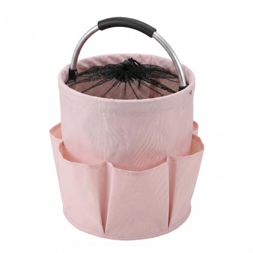 Pink Cleaning Caddy with Handle & Drawstring Top, 17L Foldable
