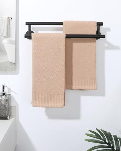 Alise Double Towel Bar Black,16" Towel Racks for Bathroom Wall Mounted - color: Matte Black, size: 16-Inch (2-Bars)