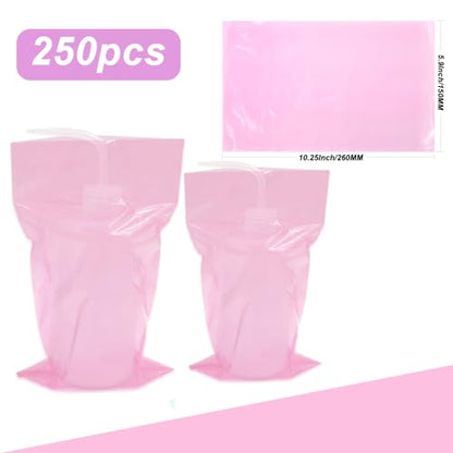 250pcs Tattoo Wash Bottle Bags Pink Bottle Bags for Tattoos - color: Pink