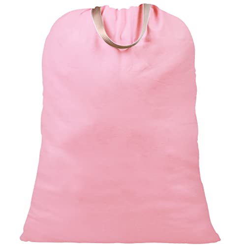 LOLOMLO Extra Large Canvas Laundry Bags with Handles & Drawstring Closure, Heavy Duty Tears Resistant Clothes Storage Travel Bags, Machine Washable Multi Use Laundry Bag liner for Laundry Hamper - 25.5 x 34 in - Pink - color: Pink