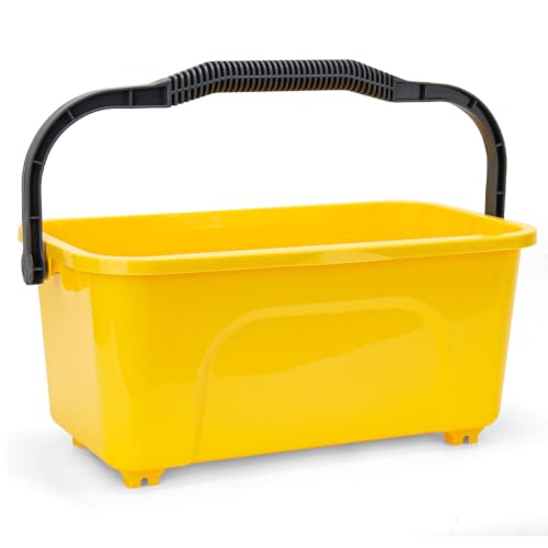 Bucket for Cleaning, 3 Gallon Rectangle Water Bucket for Car and Window Washing, Yellow - color: Yellow