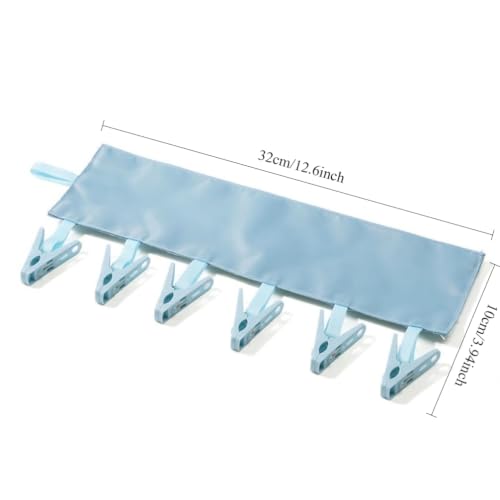 Portable Hanger Clips Travel Clothesline Folding Towel Drying Rack - color: Blue
