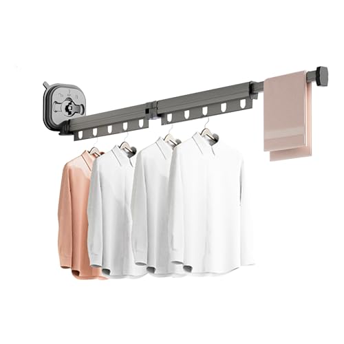 Ergocar Clothes Drying Rack Wall Mounted, Clothes Drying Rack Folding Indoor, Retractable Clothes Hanger with Hanging Holes, Space Saver, for Balcony, Bathroom, Bedroom - color: Gray, size: 36.22*4.72*4.72
