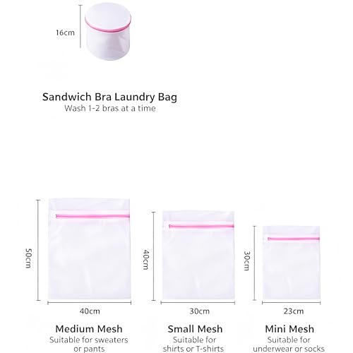 4Pcs Mesh Laundry Bags with Zipper, Durable Wash Bags for Delicates, Bras, Lingerie, Socks and Underwear, Protective Laundry Organizer Bags for Washing Machine and Travel Storage