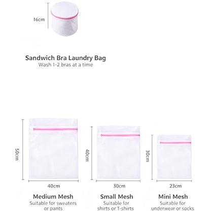 4Pcs Mesh Laundry Bags with Zipper, Durable Wash Bags for Delicates, Bras, Lingerie, Socks and Underwear, Protective Laundry Organizer Bags for Washing Machine and Travel Storage
