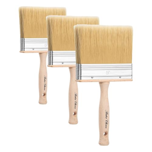 Bates- Deck Stain Brush, 5 Inch, Wooden Handle, Wood Stain Brushes for Wood (Pack of 3) - size: 5 inches (Pack of 3)