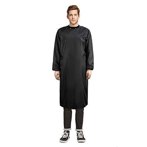 Surblue Waterproof Apron Long Sleeves, 47" Plus Size Aprons, Heavy Duty Smock Overalls for Lab Work, Cleaning, Work Shop, Dishwashing, Dog Grooming, Black - color: Z-black