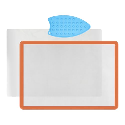 Applique Fusing Mat,17" x 24"Applique Pressing Sheet with See-Through Design for Arts Crafts Creation,Silicone Mat Including Bonus Teflon Coated Pressing Sheet and Silicone Iron Rest Pad - size: 17" x 24"