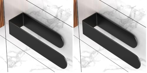 HUFEEOH Hand Towel Holder, Black Hand Towel Bar, Stainless Steel Self Adhesive Bathroom Towel Bar Stick on Wall (Pack of 2) - color: Black, size: 8 Inch (Pack of 2)