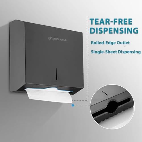 Commercial Paper Towel Dispenser Wall Mount, Large Capacity Stainless Steel Folded Paper Towel Dispenser, Suitable for Bathrooms and Public Places, Matte Black - color: D-392 Black