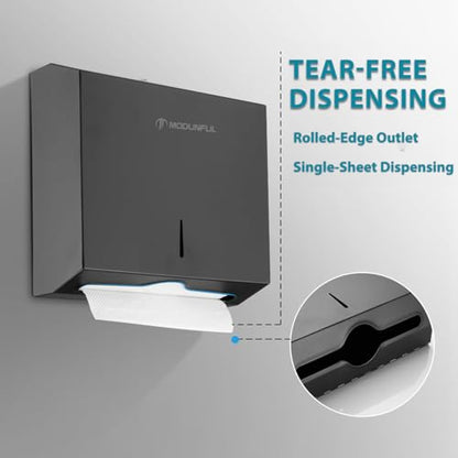 Commercial Paper Towel Dispenser Wall Mount, Large Capacity Stainless Steel Folded Paper Towel Dispenser, Suitable for Bathrooms and Public Places, Matte Black - color: D-392 Black