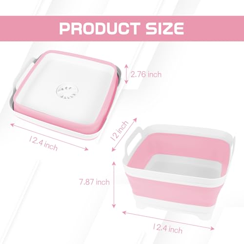 Hovom Collapsible Wash Basin with Drain Plug, 2.2 Gal (8.5L) Portable Sink - color: Pink
