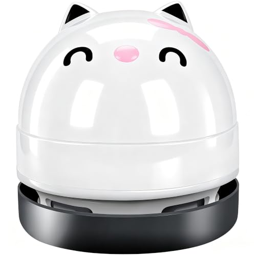 YUNYILAN Mini Desktop Vacuum Cleaner, Portable USB Vacuum Cleaner for Desk Mini Cute Cartoon Desktop Vacuum for Cleaning Eraser Crumbs, Dust, Crumbs, Computer, Keyboard and Car (White) - color: White