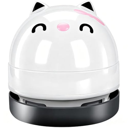 YUNYILAN Mini Desktop Vacuum Cleaner, Portable USB Vacuum Cleaner for Desk Mini Cute Cartoon Desktop Vacuum for Cleaning Eraser Crumbs, Dust, Crumbs, Computer, Keyboard and Car (White) - color: White
