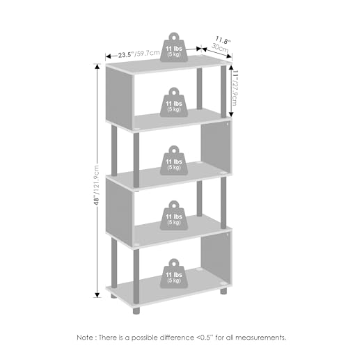 Furinno Reed 5-Tier Geometric Book Shelf with Open Shelf, Espresso - color: Espresso, size: 11.8 (D) x 23.6 (W) x 48 (H) inches
