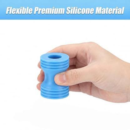 4 Pack Bottle Emptying Kit, Reusable Double-Sided Silicone Soap & Lotion Bottle Saver Connector Coupler, No-Spill Liquid Transfer Adapter Between Bottles for Shampoo, Soap (Blue, 1.54x1.61)